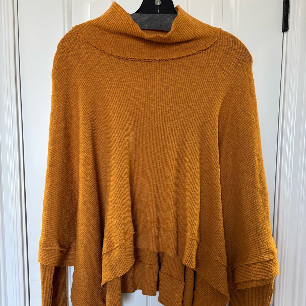 We The Free Golden Brown Poncho Sweater